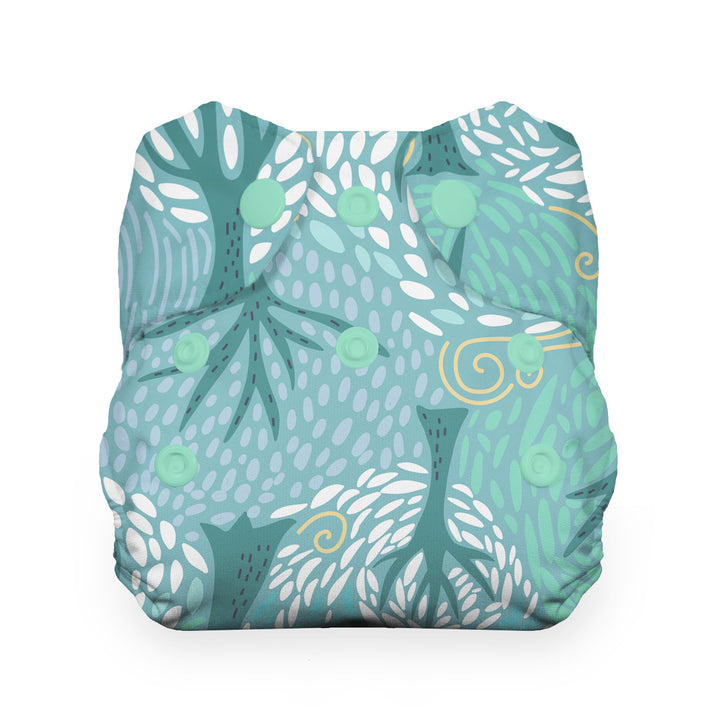 Newborn all in one cloth diaper with cord dip Thirsties Breezy print