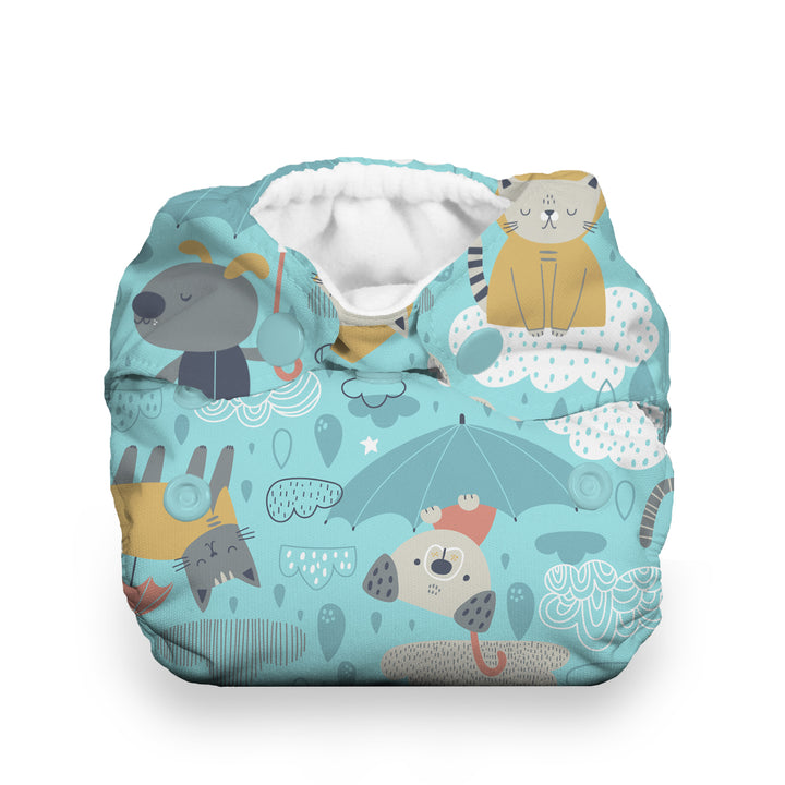 Newborn all in one cloth diaper with cord dip Thirsties drizzly print