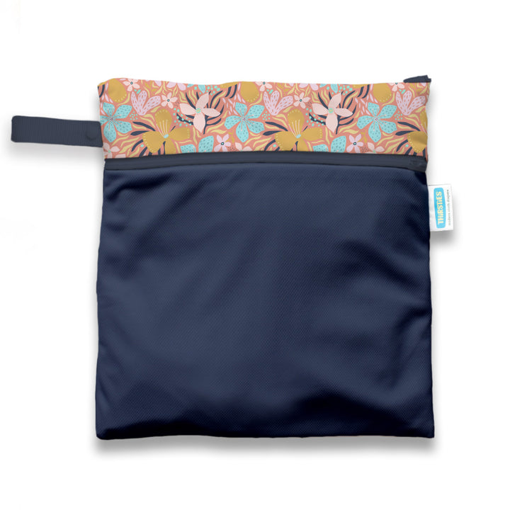 Thirsties wet dry bag for cloth diapers and swim diapers mala flower print