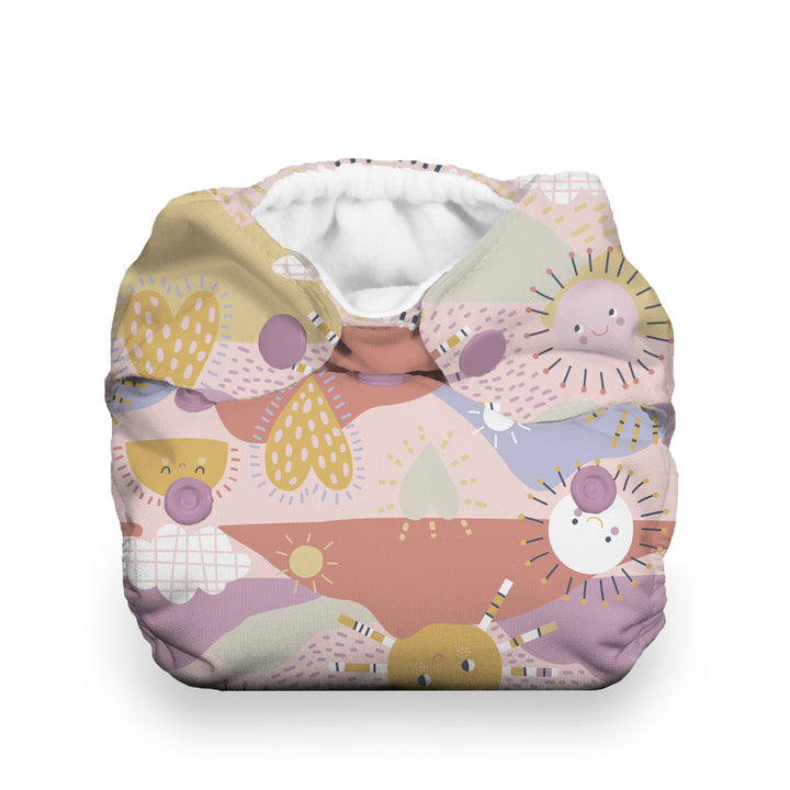 Newborn all in one cloth diaper with cord dip Thirsties sunny print