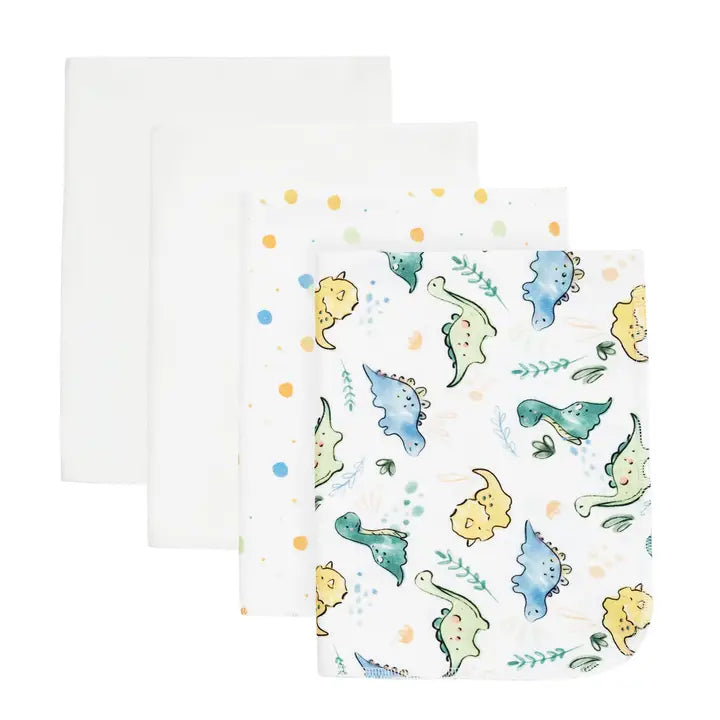 organic baby burp cloth with dinosaurs