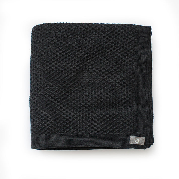 Disana large merino wool honeycomb blanket anthracite almost black