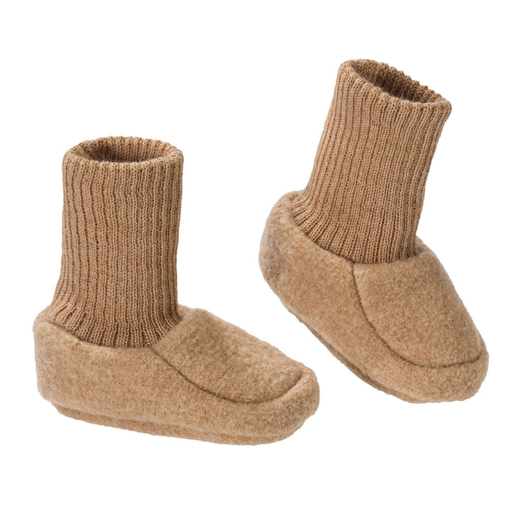 Disana boiled wool organic baby shoes booties caramel tan