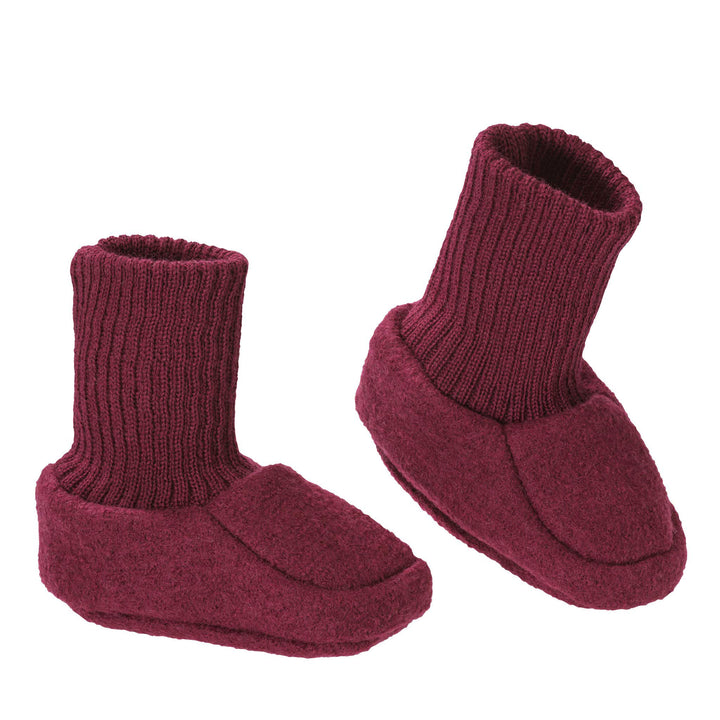 Organic wool baby slippers cassis