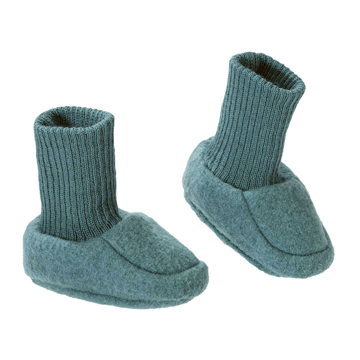 Disana boiled wool organic baby shoes booties eucalyptus teal