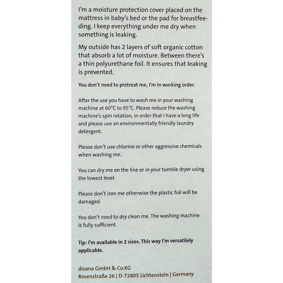 Disana waterproof pad washing instructions