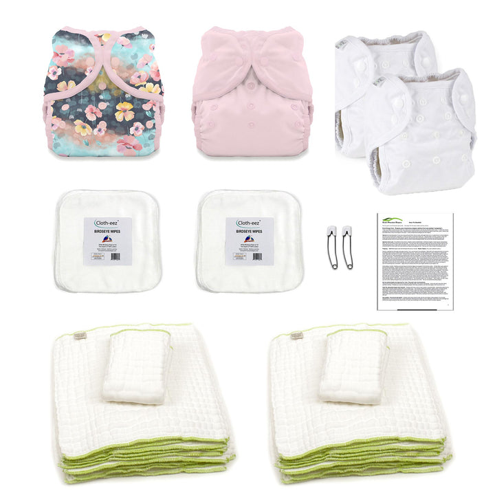 cloth diaper kit for an infant girl pinks