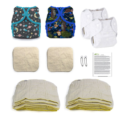 hello small baby natural cloth diaper and covers kit boy