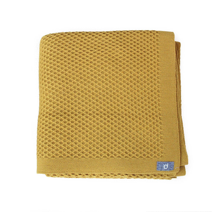 Disana large merino wool honeycomb blanket curry yellow color