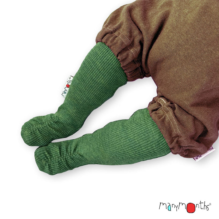 baby thigh high wool knee socks green