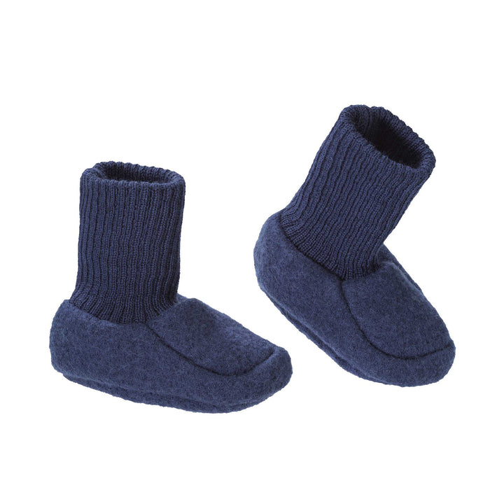 Disana organic wool baby booties indigo blue