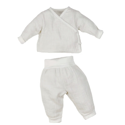 organic muslin baby outfit top and pants set for cloth diapers