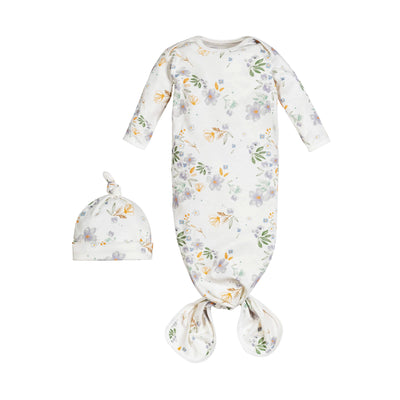 under the nile knotted baby gown and cap modern daisy