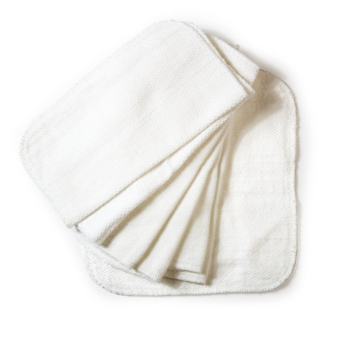 white birdseye 100% cotton baby wipes