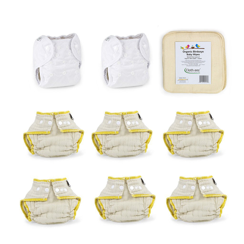 Natural Cotton Baby Washcloths | Nuangel | American Made Baby Products White / 6-Pack