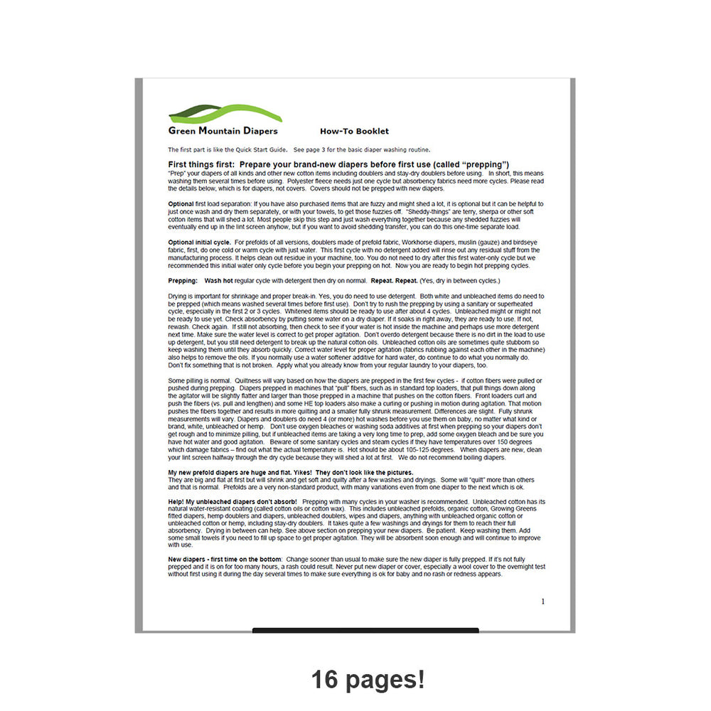 16 page how to wash cloth diapers booklet