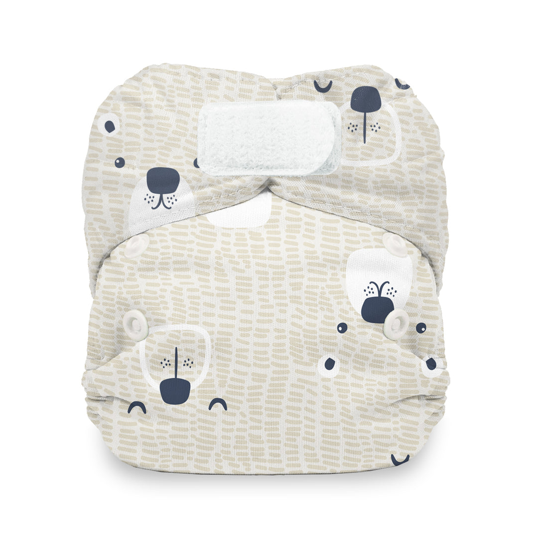 Thirsties Natural newborn all in one organic cotton cloth diapers hook and loop closure bearly bear print