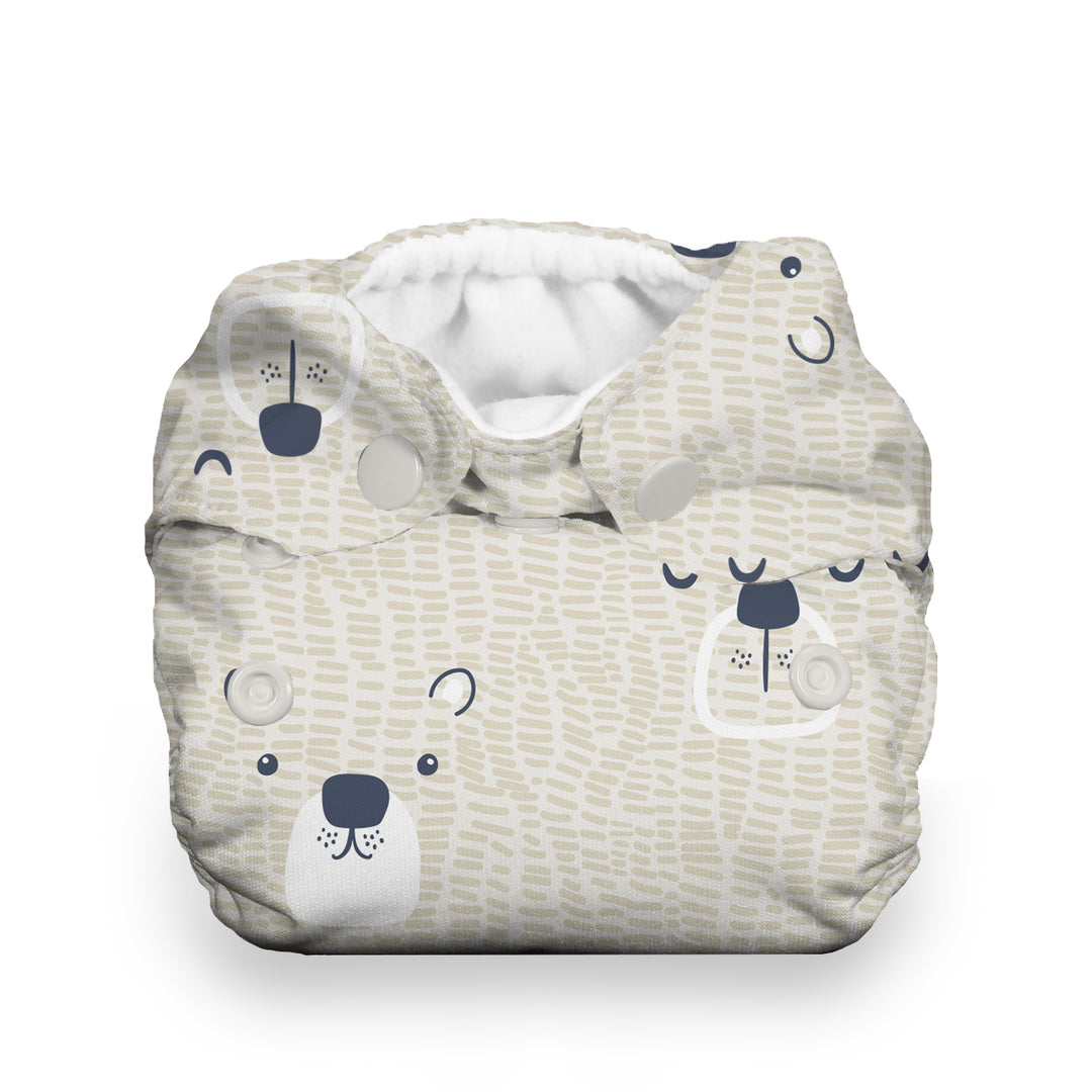 Thirsties Snap Natural Newborn all in one cloth diaper organic cotton bearly bear print