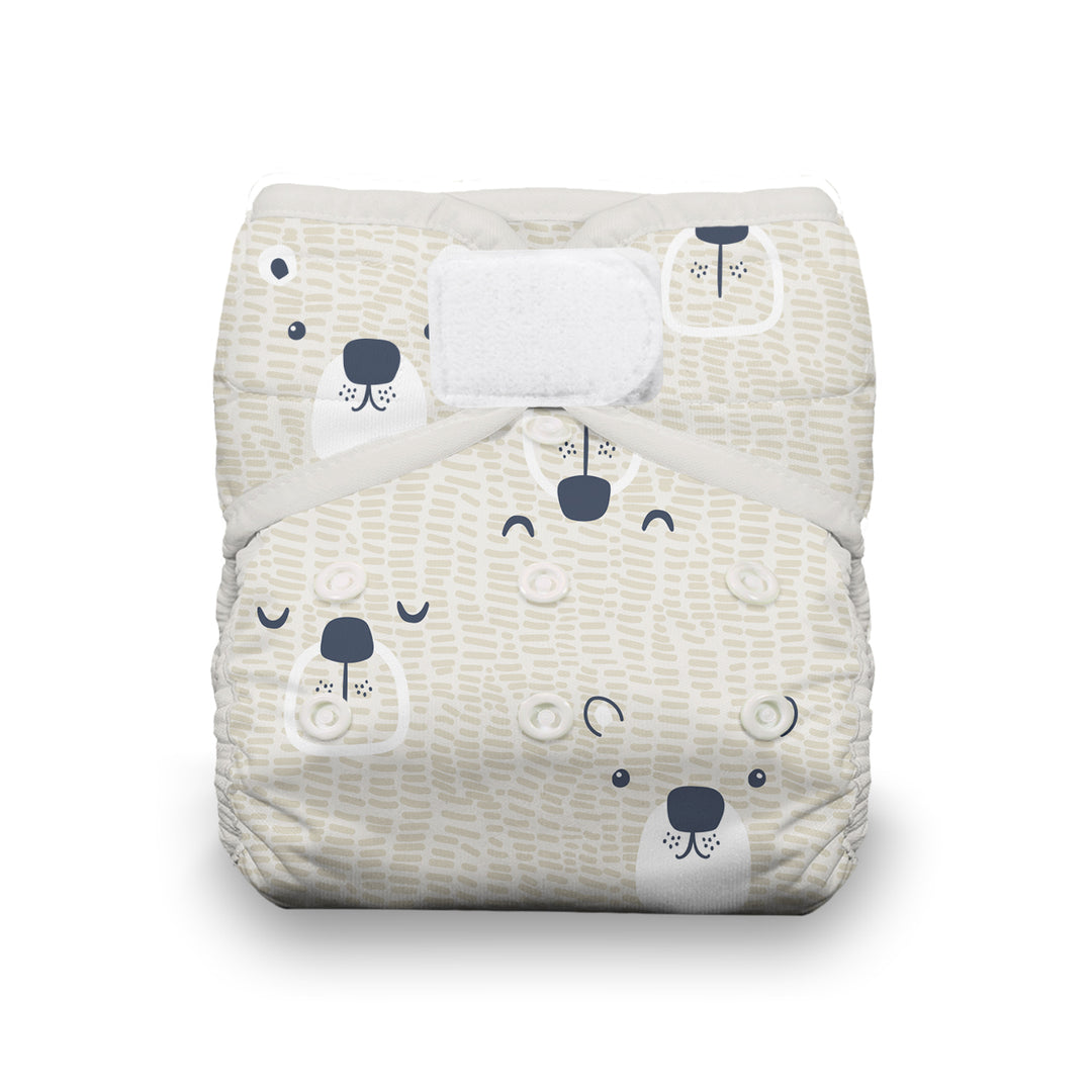 Thirsties natural pocket all in one cloth diaper organic cotton with hook and loop closure bearly bear print
