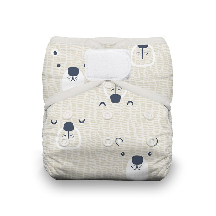 Thirsties natural pocket all in one cloth diaper organic cotton with hook and loop closure bearly bear print