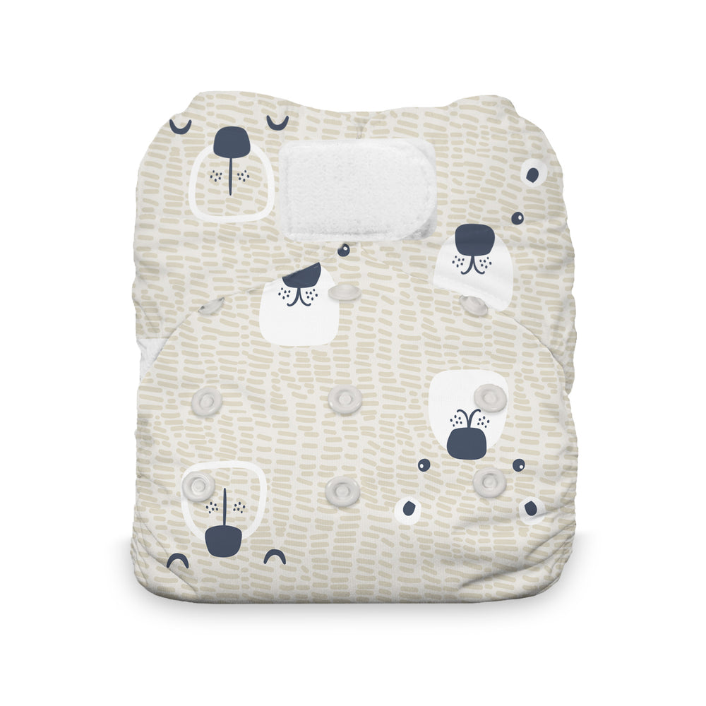Thirsties Natural cotton all in one cloth diaper with hook and loop closure Bearly