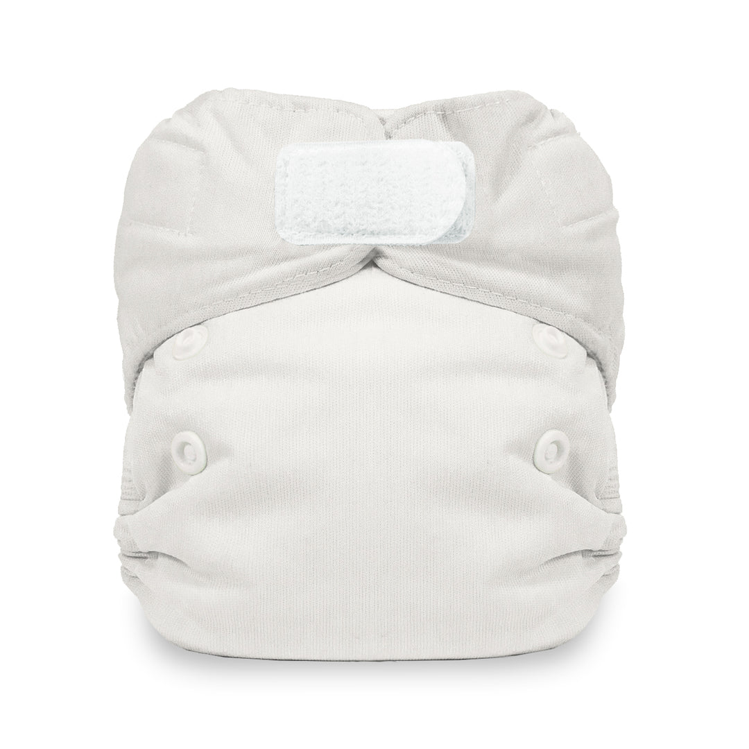 Thirsties Natural all in one cloth diaper for newborn babies in birch white with hook and loop closure