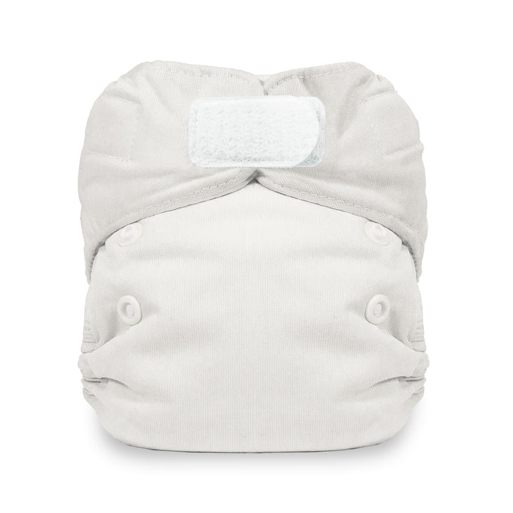 Thirsties Natural all in one cloth diaper for newborn babies in birch white with hook and loop closure