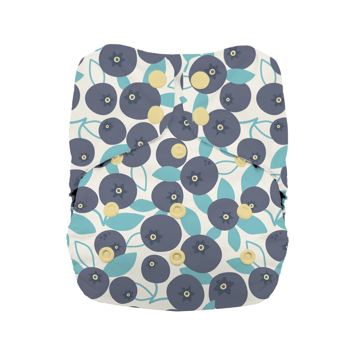 Thirsties natural all in one cloth diaper with cotton blueberry print