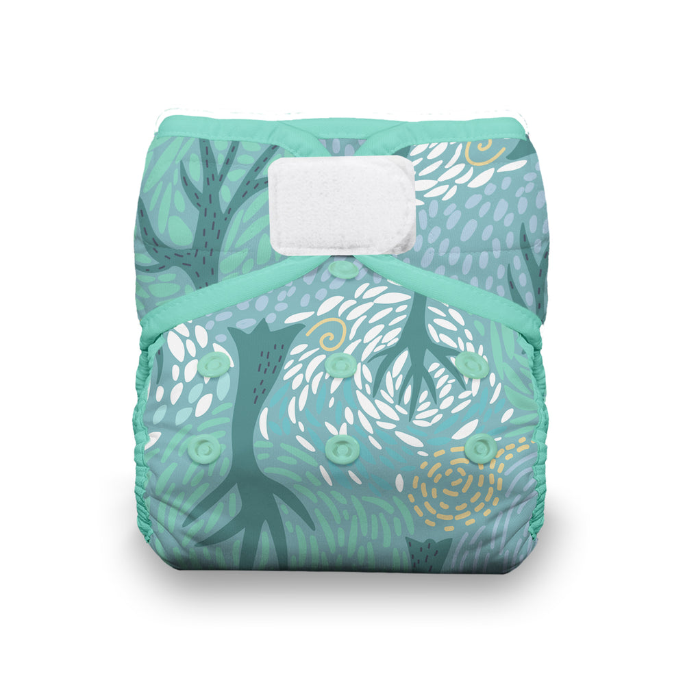 Thirsties natural pocket cloth diaper with cotton hook and loop breezy print