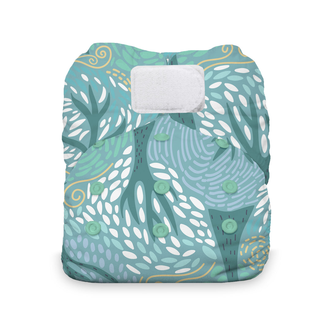 Thirsties natural all in one cloth diaper with cotton hook and loop drizzly