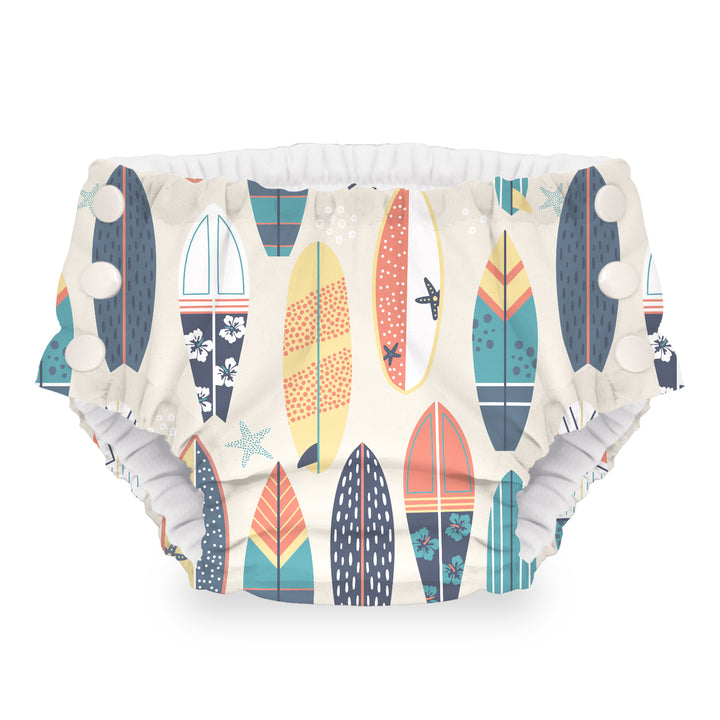 Thirsties Swim Diaper Cowabunga surfboard print with snaps