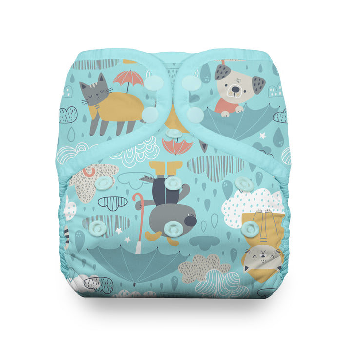 Thirsties natural pocket cloth diaper with cotton drizzly print