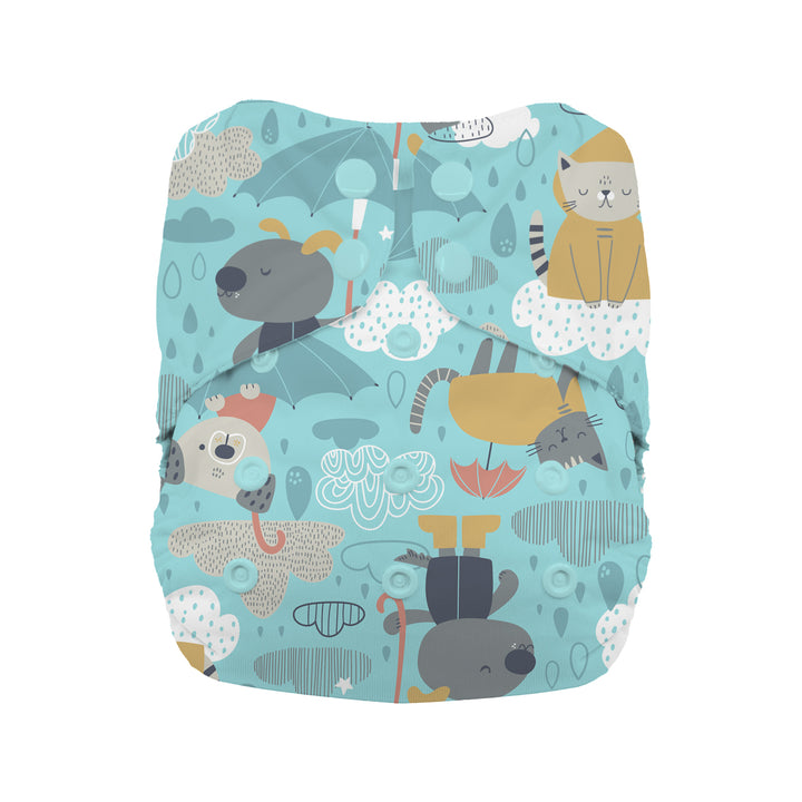 Thirsties natural all in one cloth diaper with cotton drizzly print