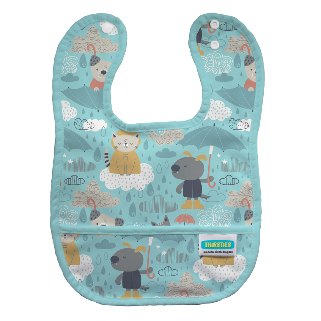 Baby bib Thirsties Drizzly print with snap