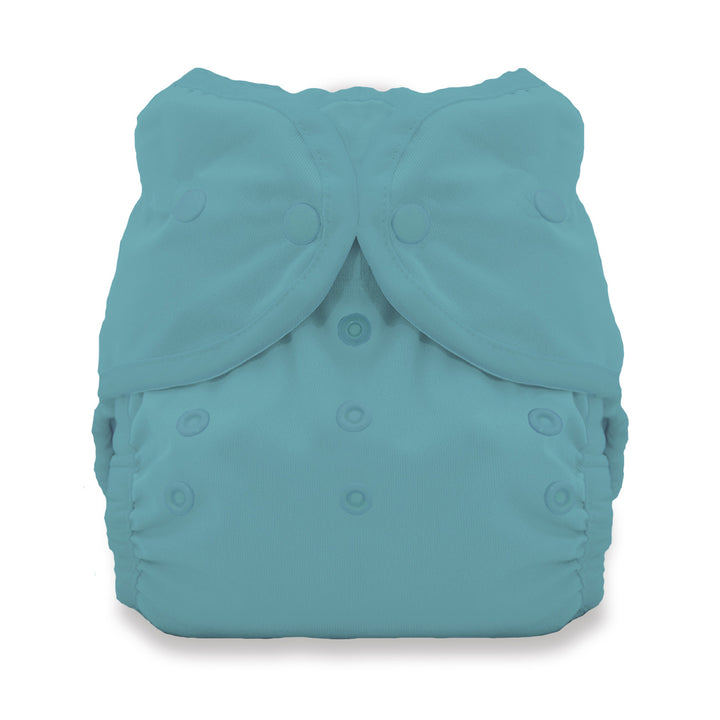 Lagoon teal blue size three Thirsties Duo Wrap waterproof diaper cover with snaps