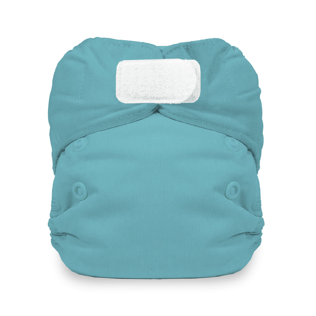 Thirsties Natural all in one cloth diaper for newborn babies in lagoon blue with hook and loop closure