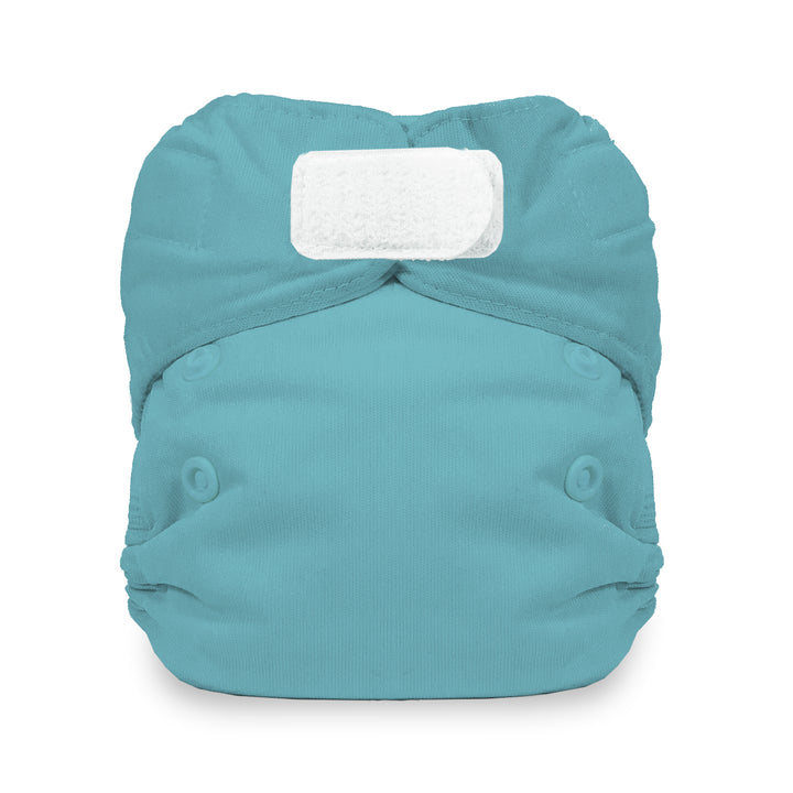 Thirsties Natural all in one cloth diaper for newborn babies in lagoon blue with hook and loop closure