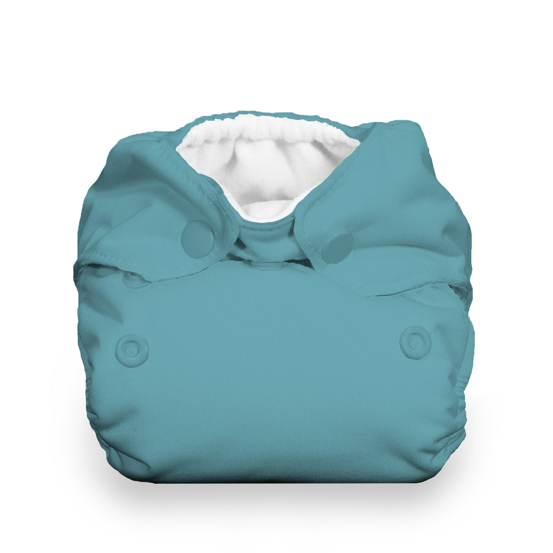 Newborn all in one cloth diaper with cord dip Thirsties lagoon