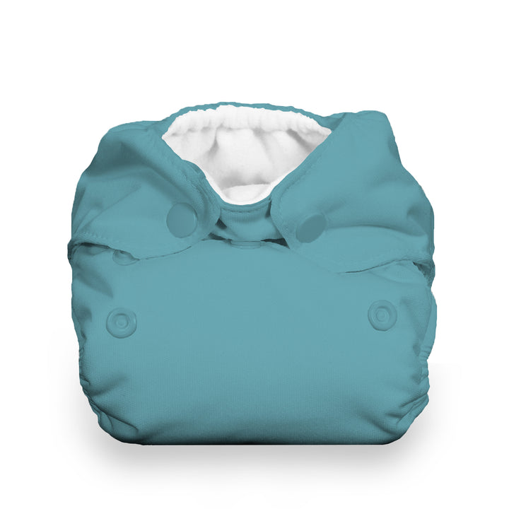 Newborn all in one cloth diaper with cord dip Thirsties lagoon