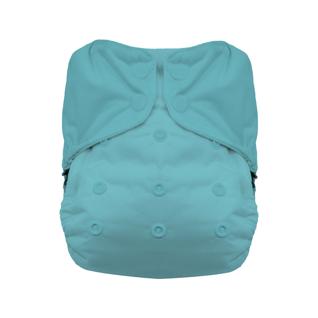 Thirsties natural all in one cloth diaper with organic cotton teal blue lagoon