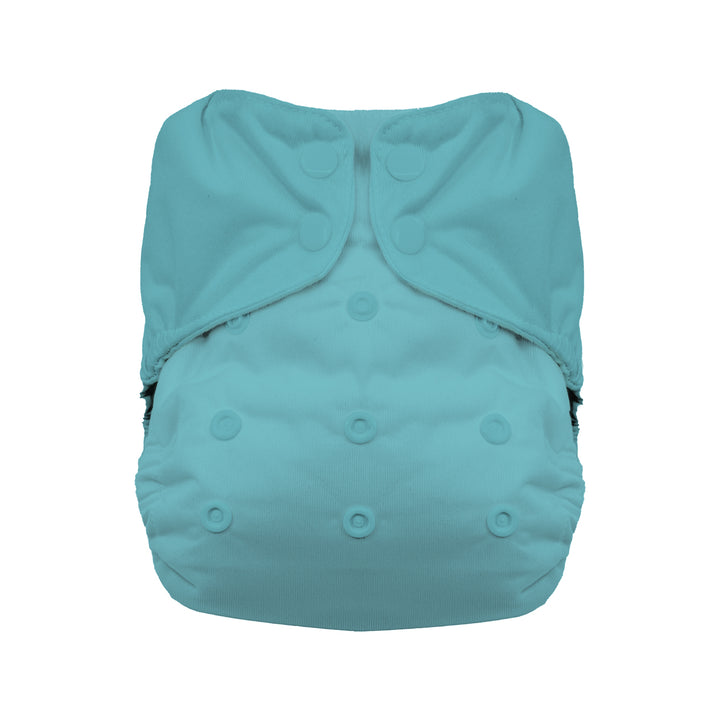 Thirsties natural all in one cloth diaper with organic cotton teal blue lagoon