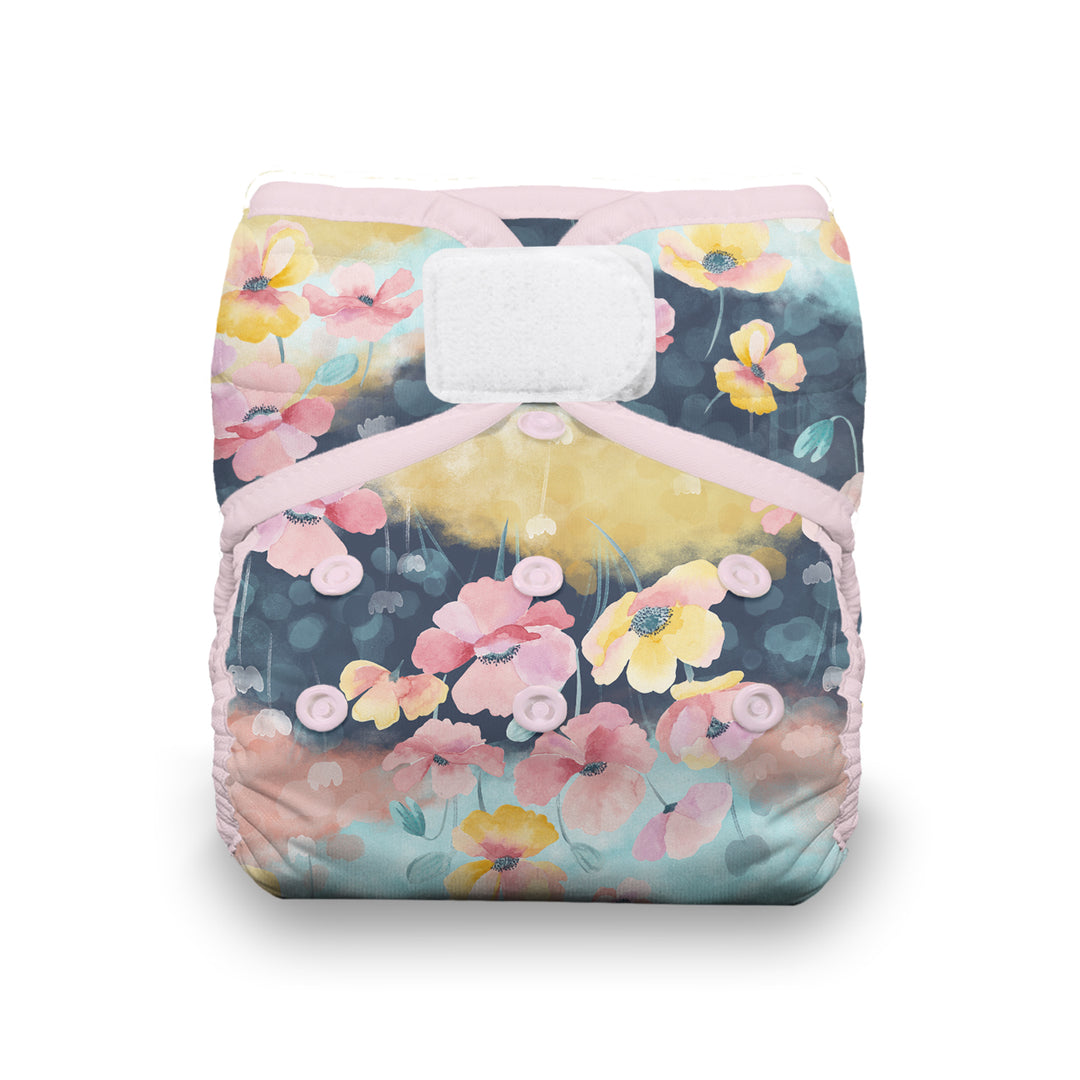 Thirsties Natural One Size reusable Pocket Diaper Hook and Loop poppy flower print