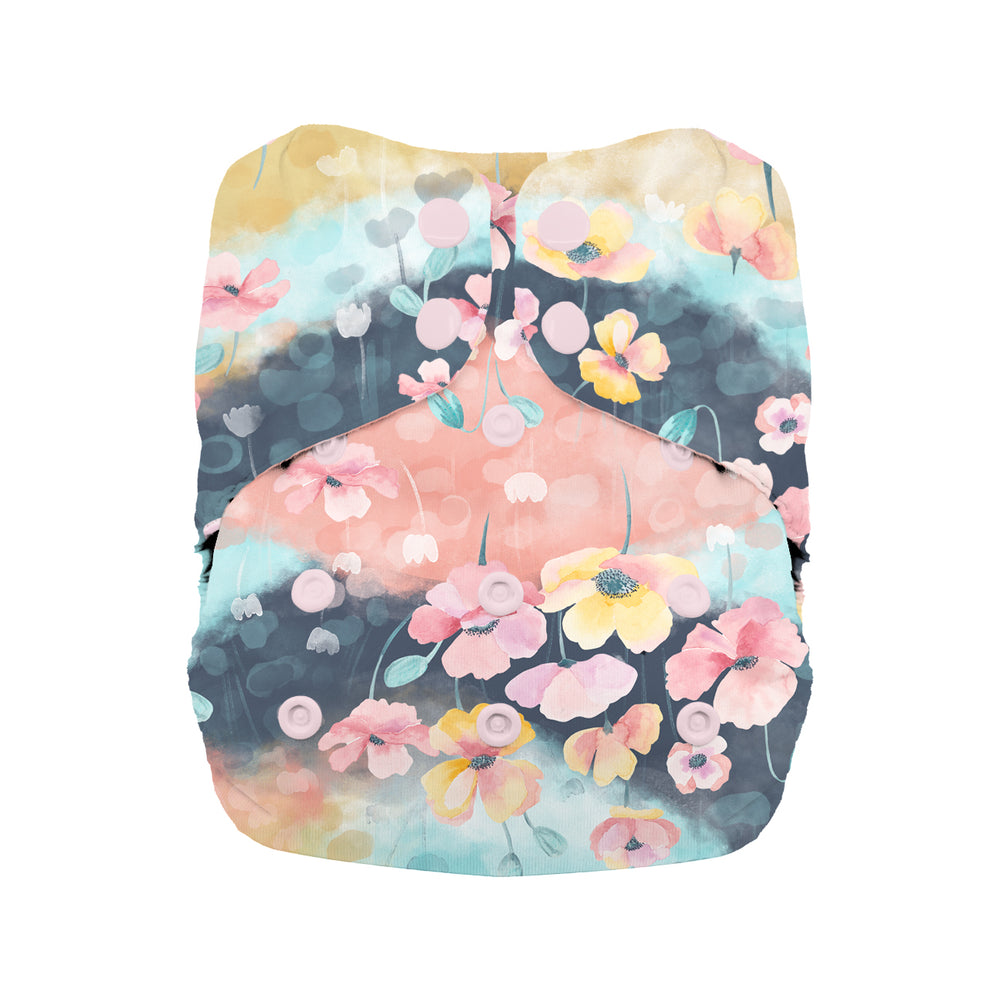 Thirsties natural all in one cloth diaper with cotton  poppy flower print