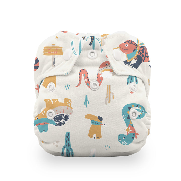 Thirsties natural newborn all in one cloth diaper snaps reptile wranglers