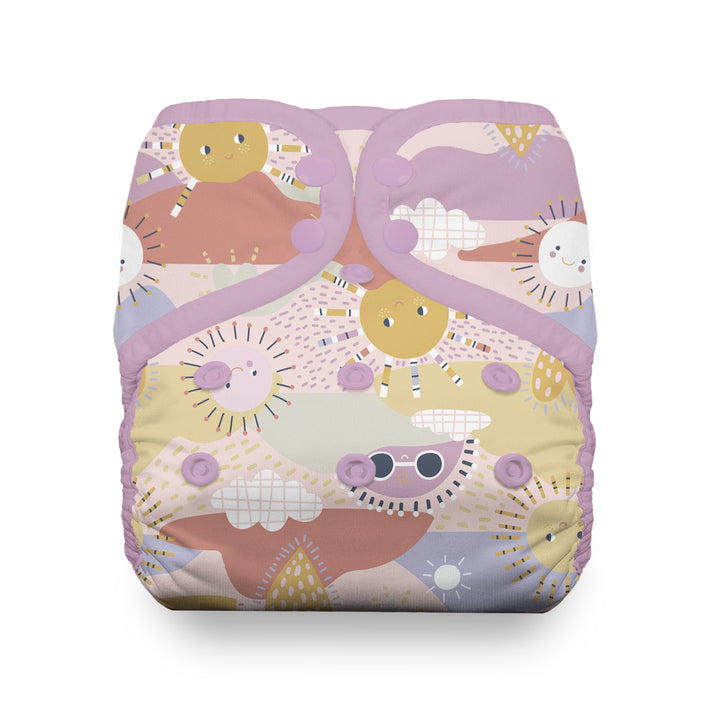 Thirsties natural pocket cloth diaper with cotton sunny print