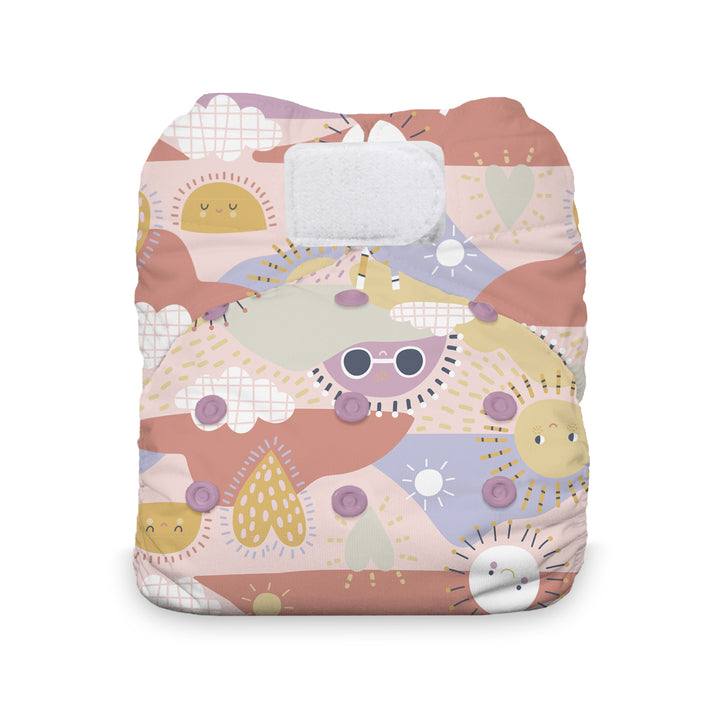 Thirsties natural all in one cloth diaper with cotton hook and loop sunny