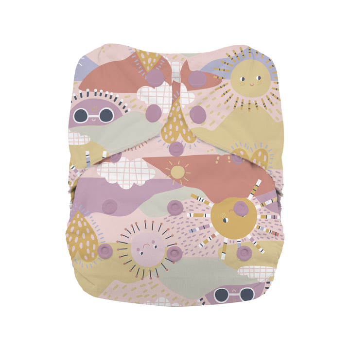 Thirsties natural all in one cloth diaper with cotton sunny print