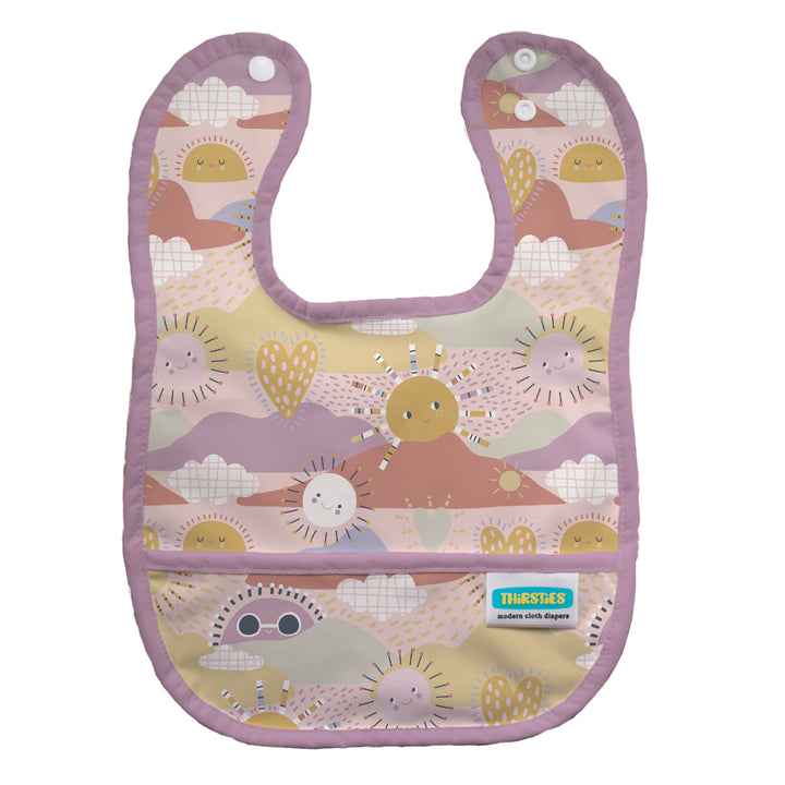 Baby bib with colorful design sunny print by Thirsties