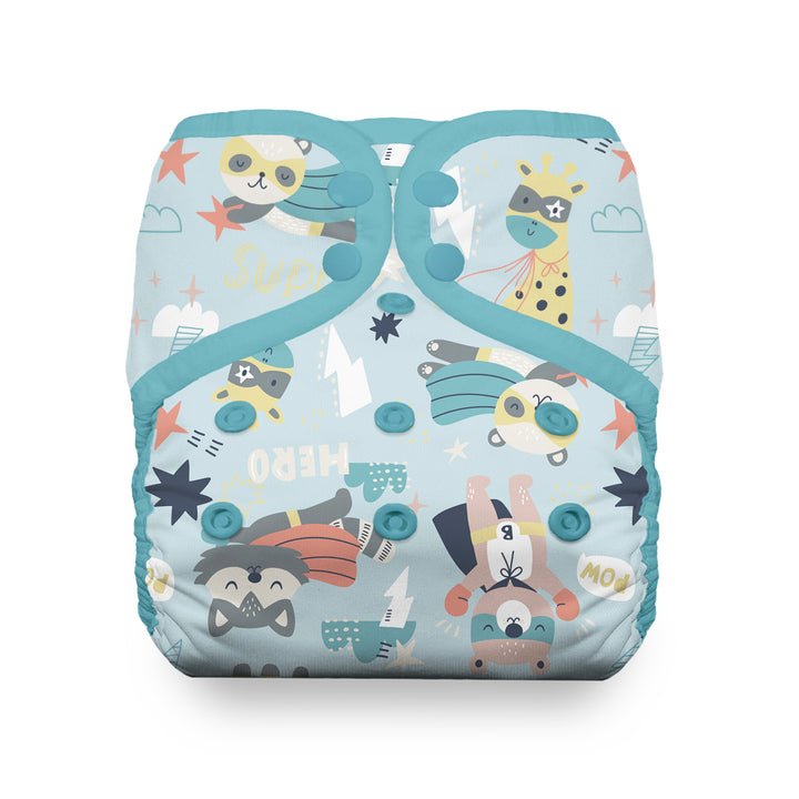 Thirsties natural pocket cloth diaper with cotton super hero print