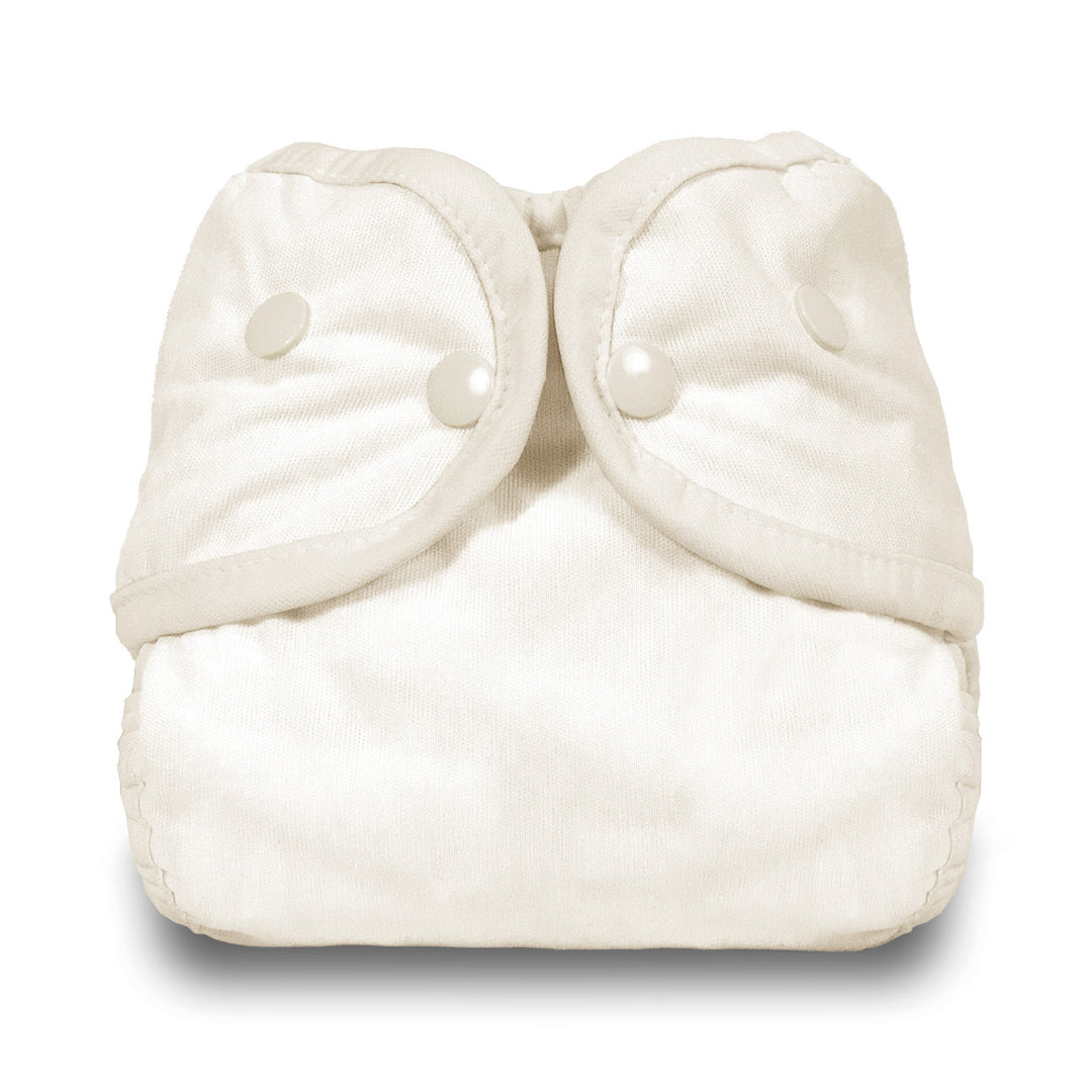 Thirsties Birch off-white reusable cloth diaper with adjustable snap closures